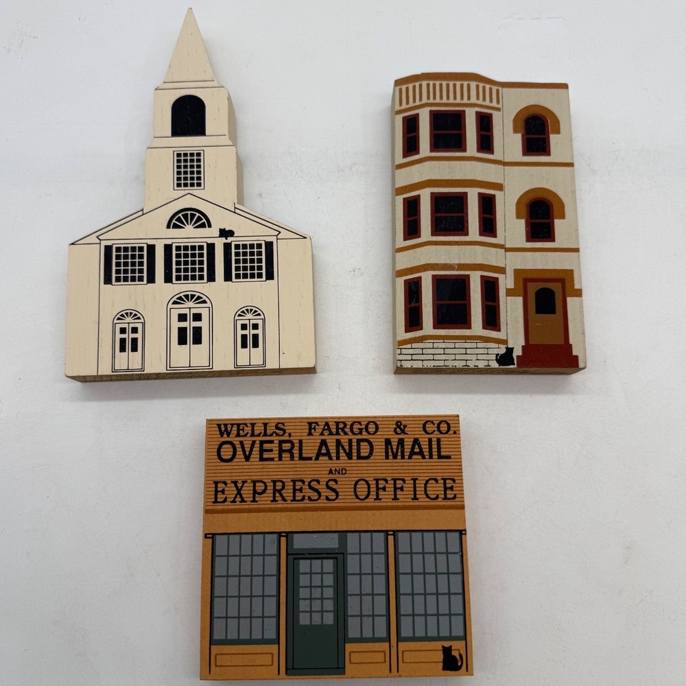 The Cats Meow Village Shelf Sitters Set of 3 Wells Fargo Church Kalorama 80s